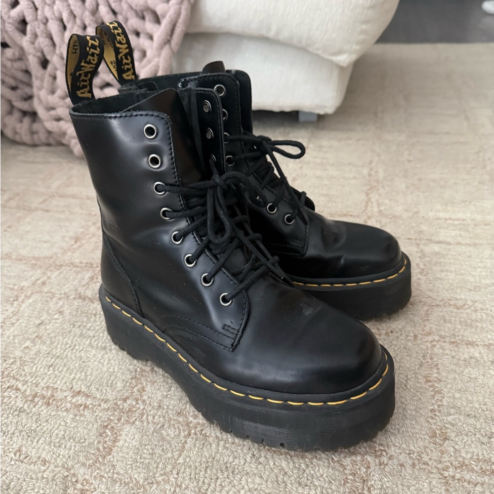 Platform Dr. Martens Black Leather Combat Boots